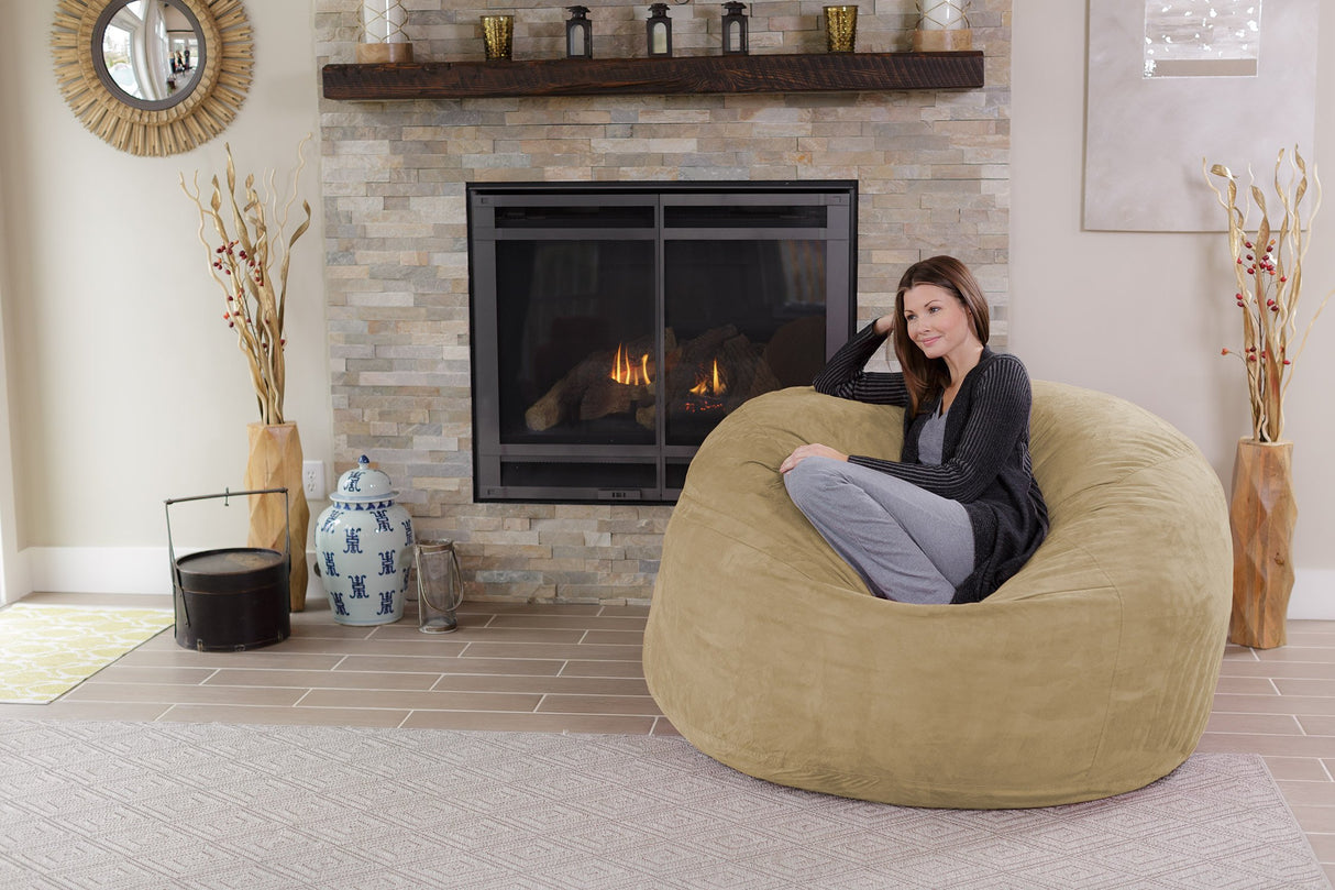 Chill Sack Bean Bag Chair: Giant 5' Memory Foam Furniture Bean Bag - Big Sofa with Soft Micro Fiber Cover - Black