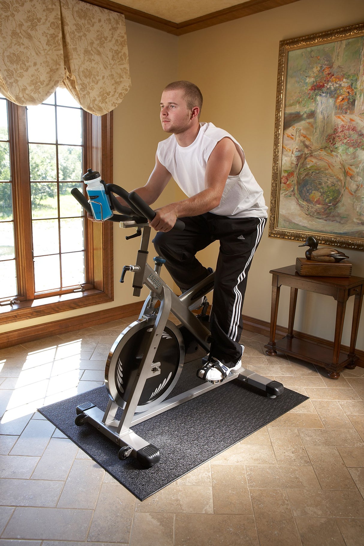 SuperMats Heavy Duty Equipment Mat 11GS-GRAY Made in U.S.A. for Large Treadmills Ellipticals Rowers Rowing Machines Recumbent Bikes and Exercise Equipment Color Gray (3-Feet x 6.5-Feet) (36" x 78") (91.44 cm x 198.12 cm)