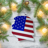 American Flag Trump Head Silhouette Christmas Ornament | Donald Trump Patriotic Holiday Ornament | Made in USA (Trump)