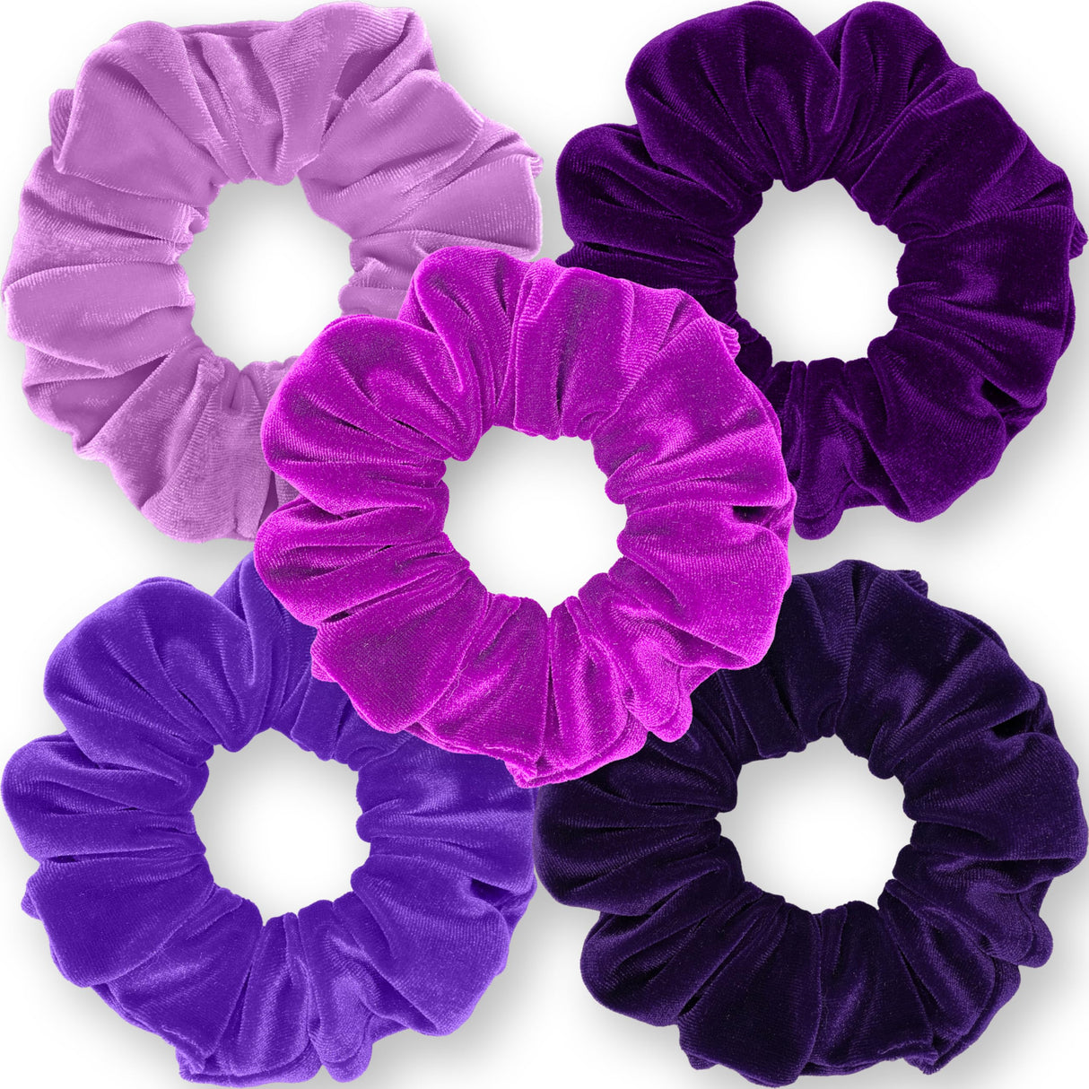 Velvet Scrunchies 5-Pack Gift Set Mini Size Premium Plush Soft Ponytail Holder Made in the USA Pine Teal Blue Aqua Jade Teal Green