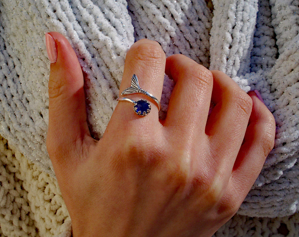 Bottled Up Designs Handmade Mermaid Adjustable Ring, Recycled Bottle Glass, Sterling Silver, Eco Friendly, Made in USA, Birthday Gifts, Mothers Day, Women, Anniversary (Mason Jar Aqua)
