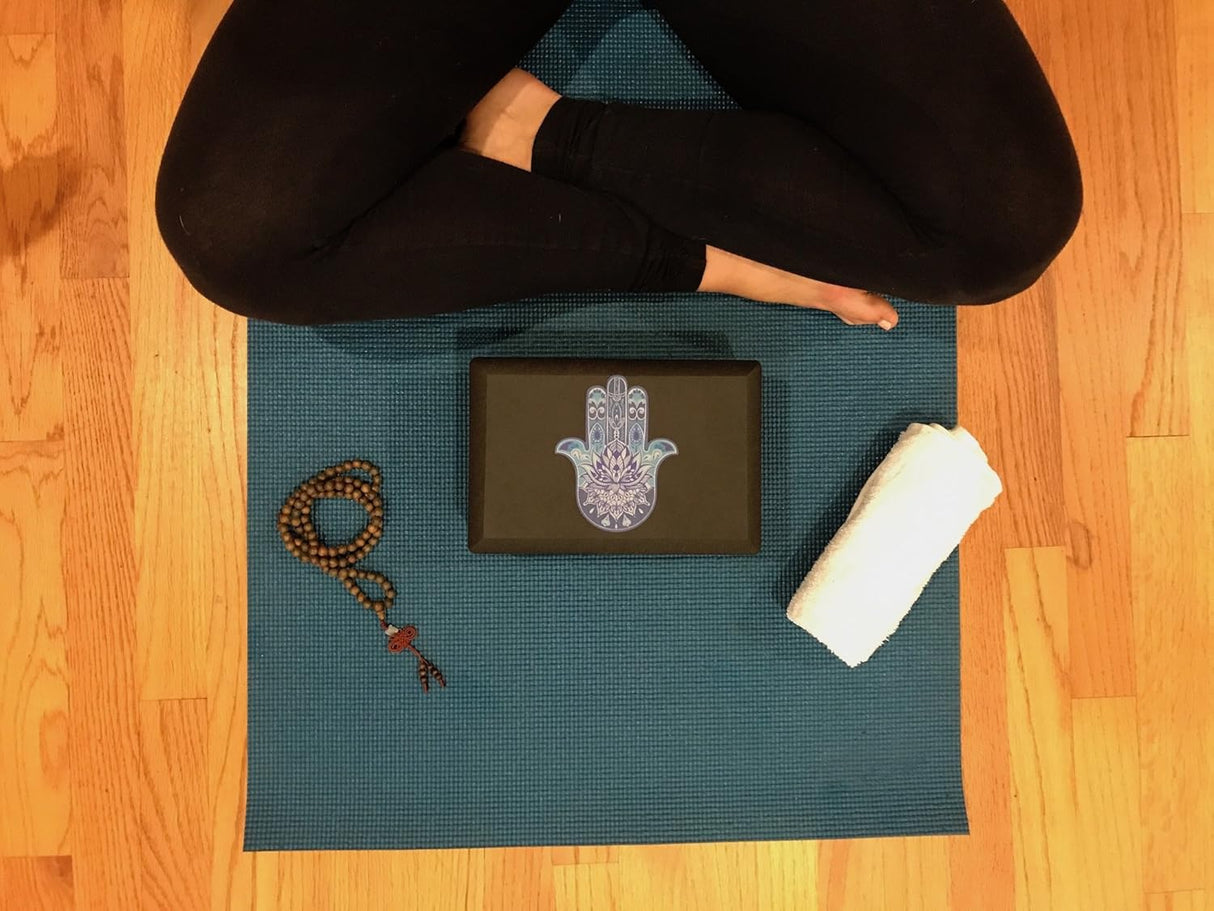 Embrace The Block™ Blue Hamsa Yoga Block (Black)