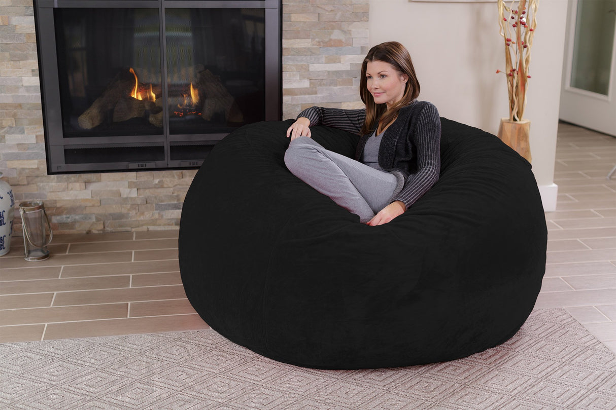 Chill Sack Bean Bag Chair: Giant 5' Memory Foam Furniture Bean Bag - Big Sofa with Soft Micro Fiber Cover - Black