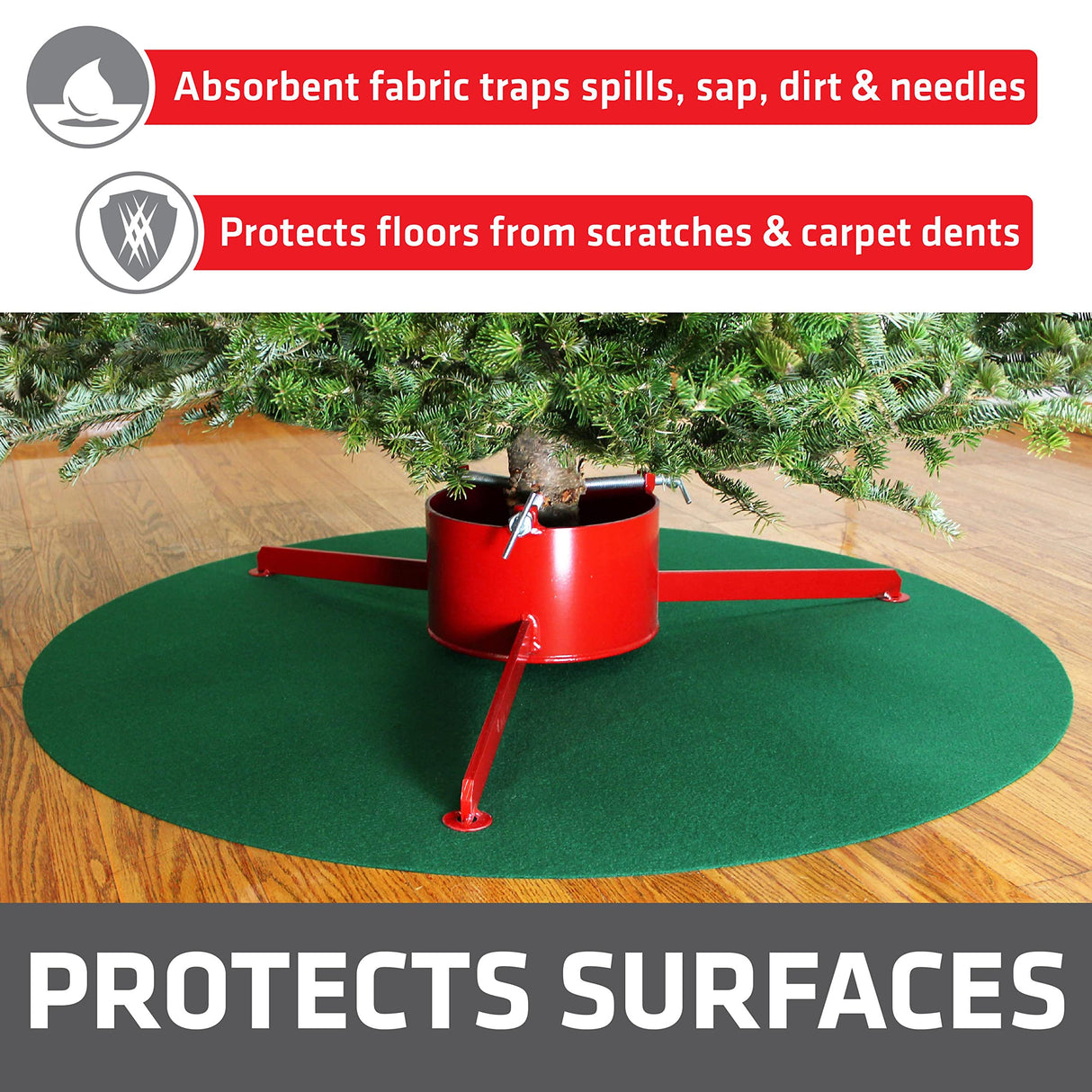 Drymate Christmas Tree Stand Mat (28”), Protects Floors from Spills and Scratches, Absorbent, Waterproof, Machine Washable, Durable, (Made in The USA)(Holiday Sprinkled Spruce)