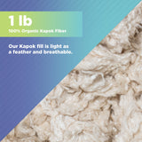 Bean Products Premium Kapok Fill | 1 lbs | 100% Organic Kapok Fiber | Chemical Free and Hypoallergenic | Perfect for Pillows, Pet Beds, Couches & More | Made in USA