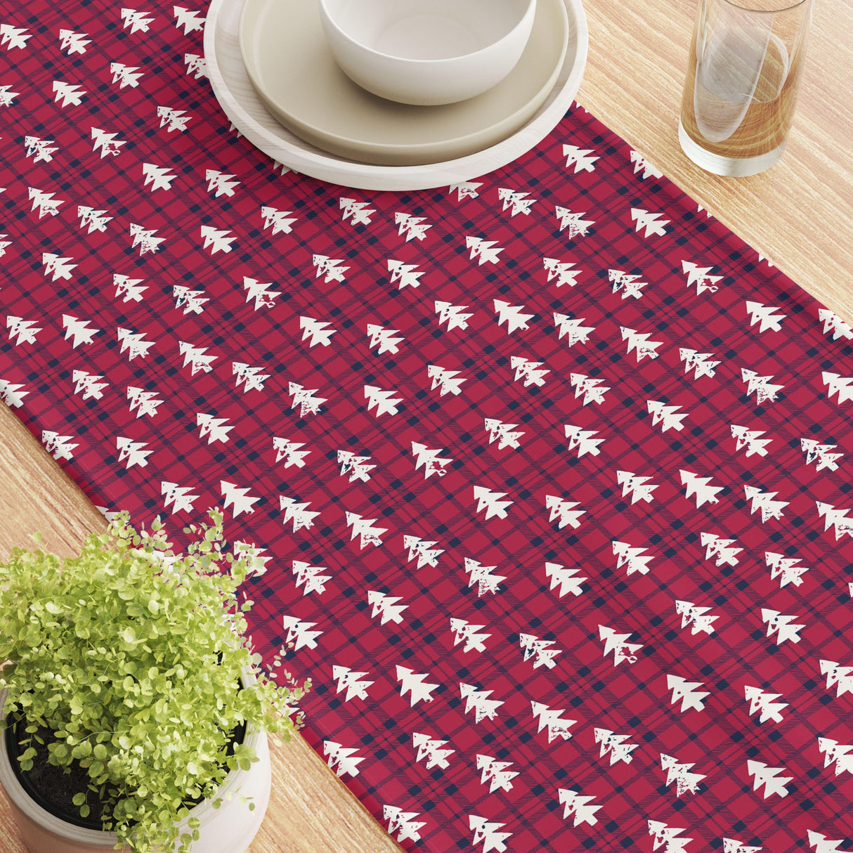 Fabric Textile Products Round Tablecloth, 100% Milliken Polyester, Machine Washable, 90" Round, Red Christmas Reindeer