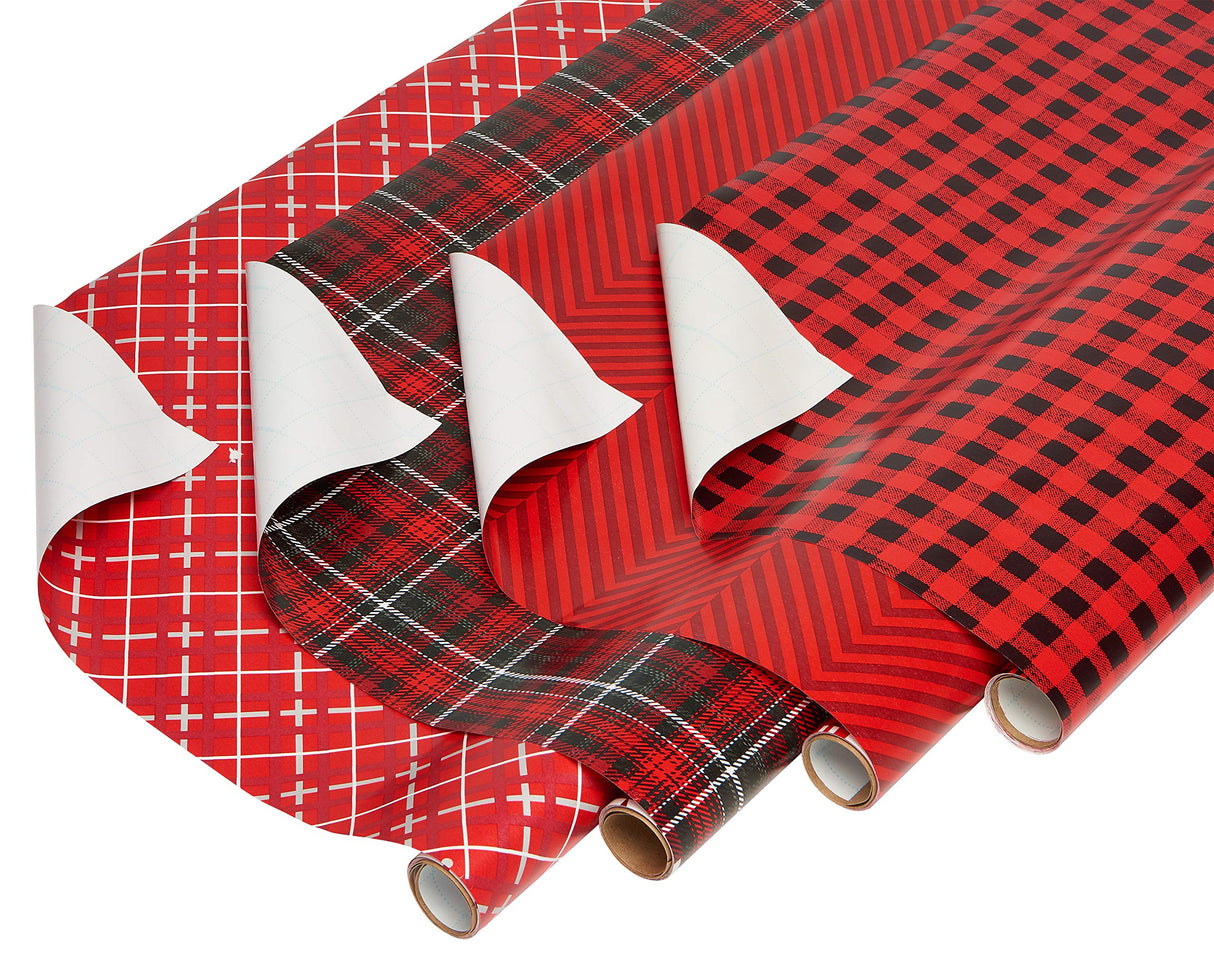 American Greetings 175 sq. ft. Reversible Wrapping Paper for Christmas and All Holidays, Red and Black Plaid (1 Jumbo Roll 30 in. x 70 ft.)