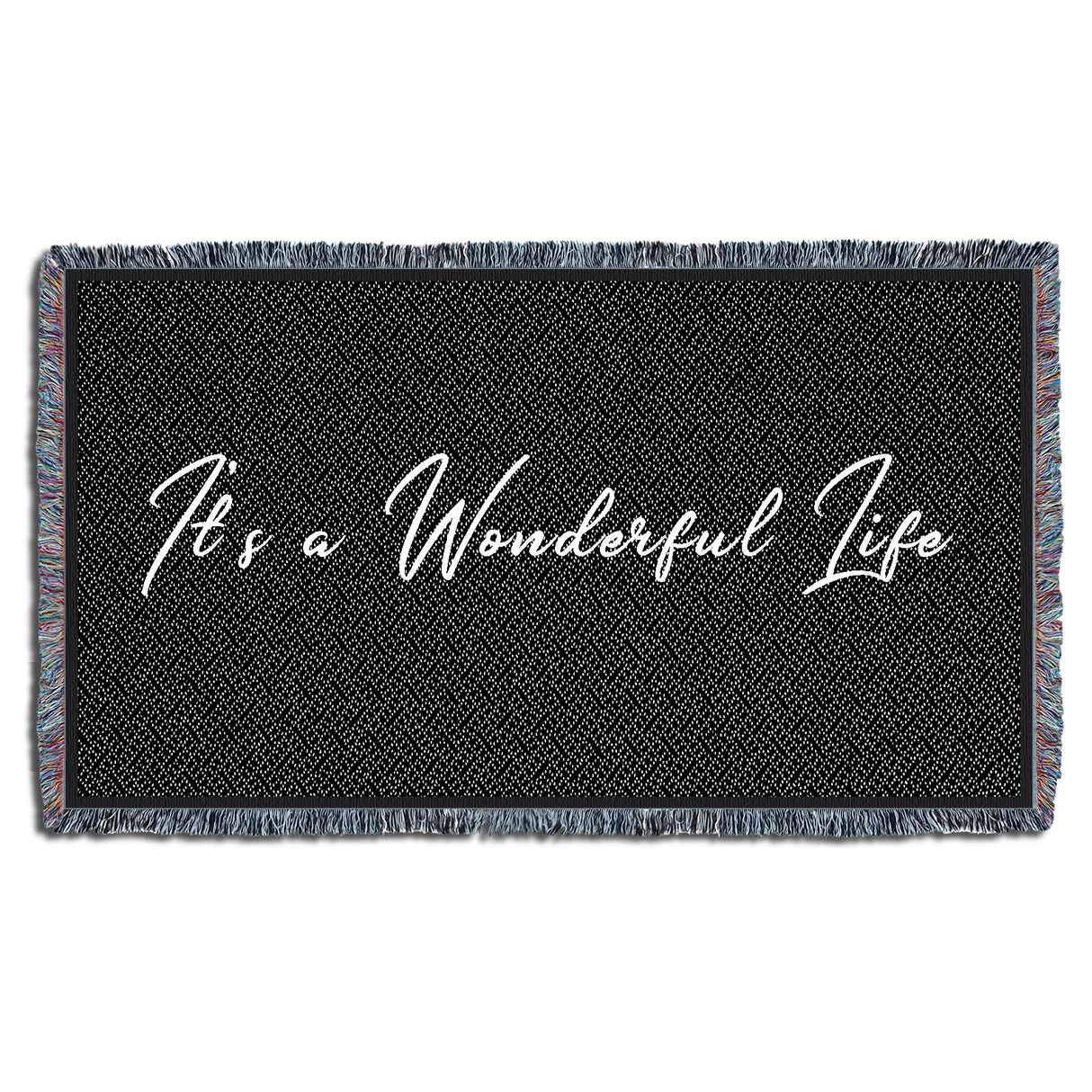 Pure Country Weavers It's A Wonderful Life Blanket Black - Gift Christmas Tapestry Throw for Back of Couch or Sofa - Woven from Cotton - Made in The USA (61x36)