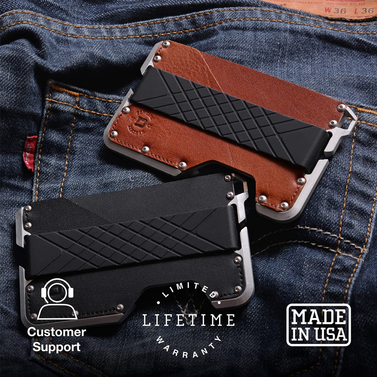 Dango Slim Minimalist Wallet for Men - RFID Blocking - Leather