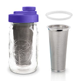 Brewing America Mason Jar Cold Brew Coffee Maker Infuser: Made in USA Wide Mouth Mason Jar with Screw Top Pour and Drinking Lid, Stainless Steel Filter - Coffee, Tea, Alcohol - 2 Quart 64 oz Blue Lid