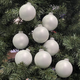 Glass Christmas Tree Ornaments - 67mm / 2.63" [8 Pieces] Designer Balls from Christmas By Krebs Seamless Hanging Holiday Decor (Snow White with Silver Caps)