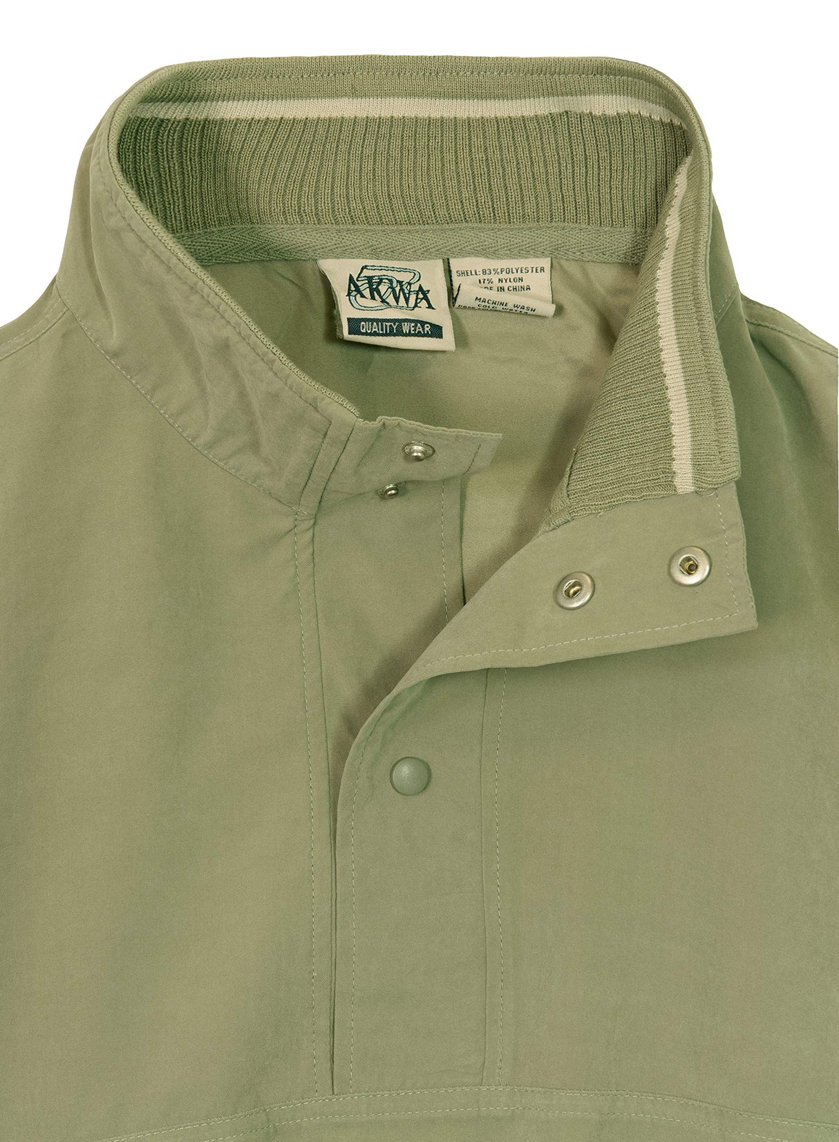 Akwa Men's Microfiber Woven Water Repellent Short Sleeve Snap Button Placket Pullover Windshirt