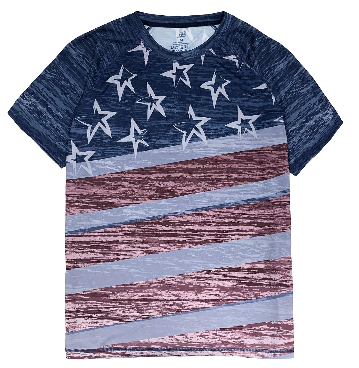 US Flag Tee Performance Men's Made in USA Patriotic American Flag Crew Neck T-Shirt