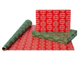 American Greetings 120 sq. ft. Christmas Wrapping Paper Set, Tan, Plaid, Snowman and Christmas Text (4 Rolls 30 in. x 12 ft., 7 Bows, 30 Gift Tags)