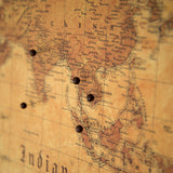Push Pin World Map Board - With Push Pins to Mark World Travel - Handmade in Ohio, USA - Design: Golden Aged (48" x 32")