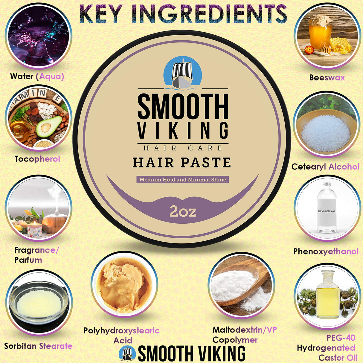Smooth Viking Forming Cream - High Hold Styling Cream for Matte Finish, Men's Hair Products, Hair Paste for Short, Curly and Long Hair, Made in USA, 2oz