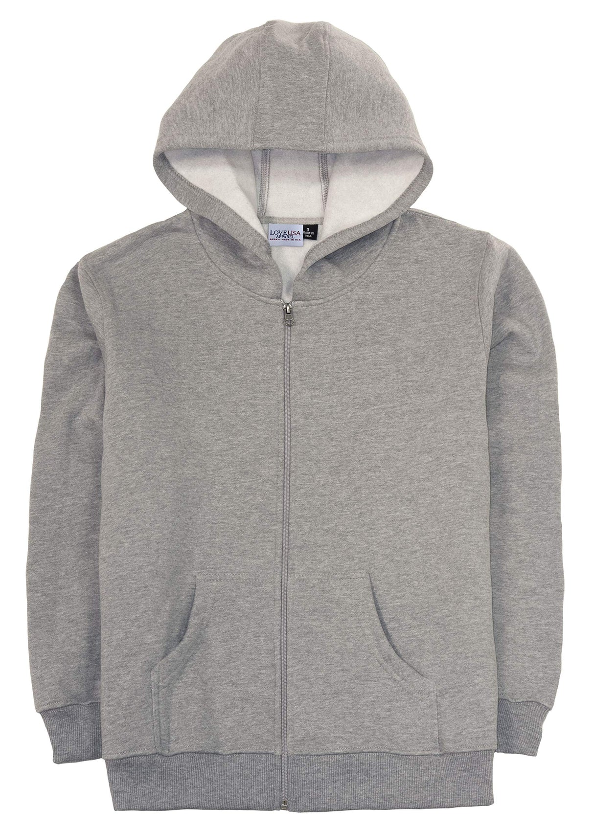 Men's Heavy Duty Full Zip Hoodie Sweatshirt Jacket with Heavy Weight Micro Fleece Made in USA