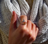 Bottled Up Designs Handmade Mermaid Adjustable Ring, Recycled Bottle Glass, Sterling Silver, Eco Friendly, Made in USA, Birthday Gifts, Mothers Day, Women, Anniversary (Mason Jar Aqua)