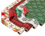 American Greetings 120 sq. ft. Christmas Wrapping Paper Set, Tan, Plaid, Snowman and Christmas Text (4 Rolls 30 in. x 12 ft., 7 Bows, 30 Gift Tags)