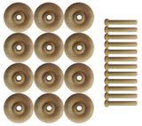 Wood Wheels - 12 Pack with Free Axle Pegs - Made in USA (1.5" Diameter)