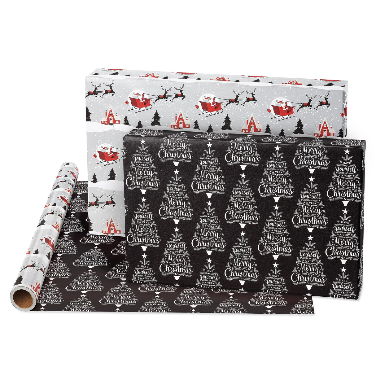 American Greetings 175 sq. ft. Reversible Wrapping Paper for Christmas and All Holidays, Red and Black Plaid (1 Jumbo Roll 30 in. x 70 ft.)