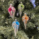 Glass Christmas Tree Ornaments - 67mm/2.625" [4 Pieces] Decorated Balls from Christmas by Krebs Seamless Hanging Holiday Decor (Frost with Blue & Silver Bethlehem Scene)