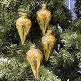 Glass Christmas Tree Ornaments - 67mm/2.625" [4 Pieces] Decorated Balls from Christmas by Krebs Seamless Hanging Holiday Decor (Frost with Blue & Silver Bethlehem Scene)