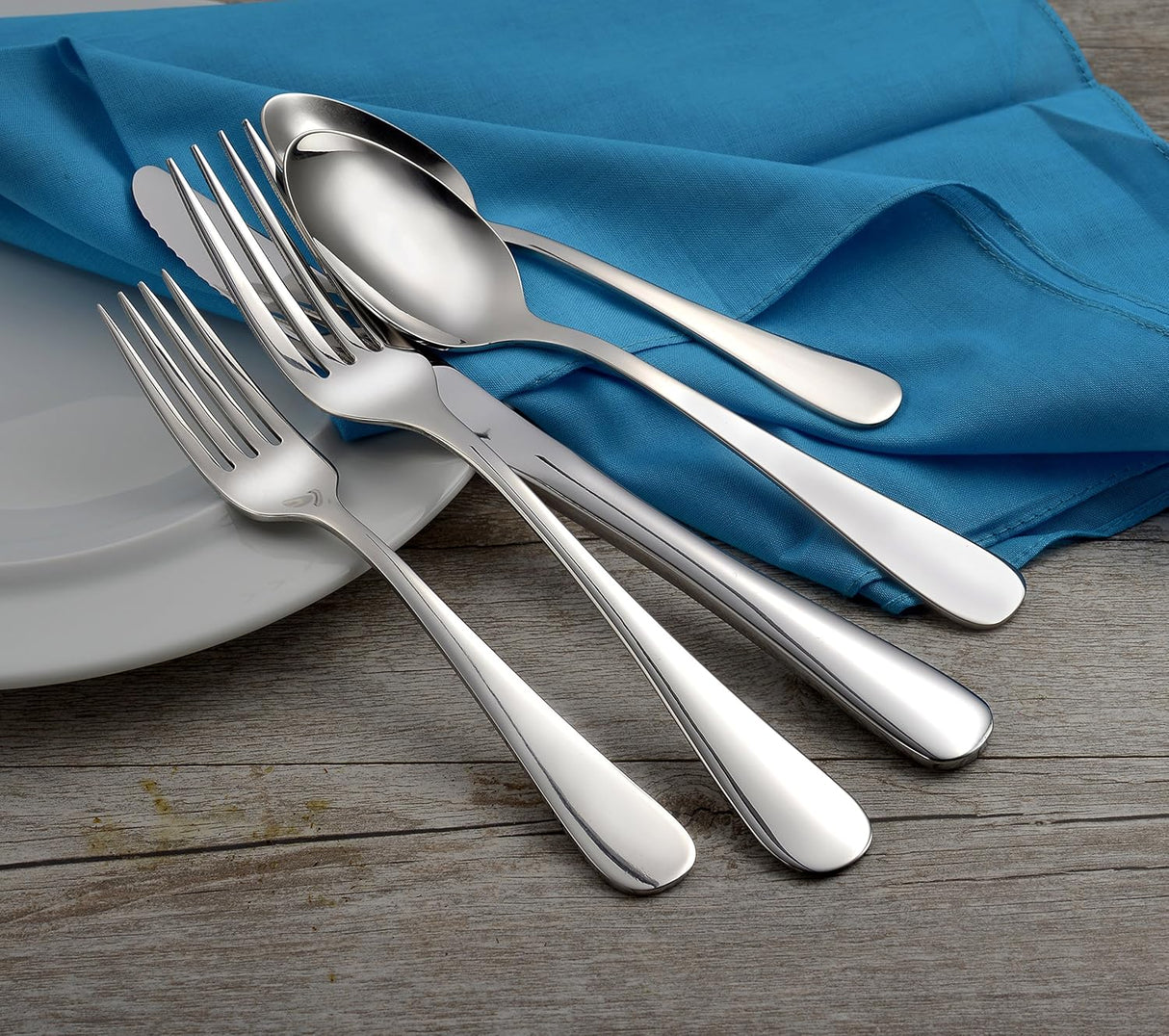 Liberty Tabletop Annapolis 43 Piece Flatware Set Service for 8 Includes 3pc Serving Set Mirror (Bright) Finish MADE IN USA